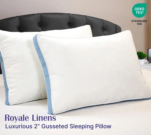 Miniatura 6 de ROYALE LINENS Juego de 2 almohadas de tamaño estándar, almohada de cama para dormir, almohada refrescante para dormir de espalda, estómago