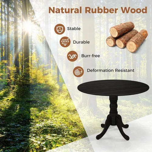 Miniatura 6 de Mesa de comedor redonda para 4, mesa de cocina rústica con mesa de 40 pulgadas, patas curvadas de caballete, mesa de tulipán de madera de goma, mesa