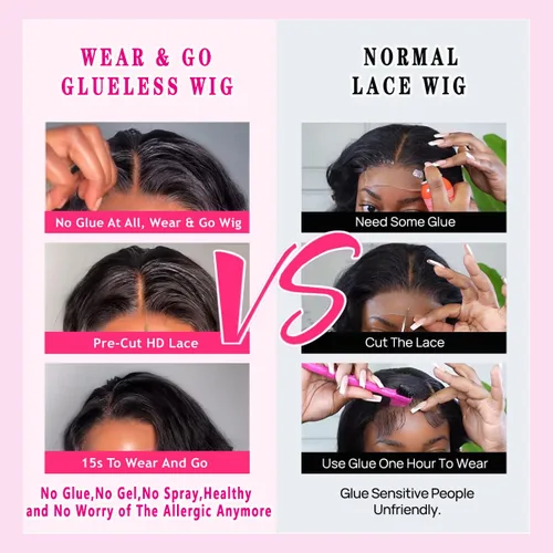 Miniatura 5 de Wear and Go Glueless Wigs Human Hair Pre Plucked Pre Cut 4x4 Lace Front Wigs for Black Women 180% Density Deep Wave Bob Wig Human Hair for Beginners