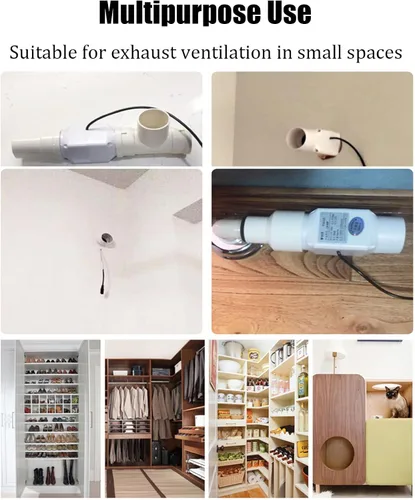 Miniatura 4 de Ventilador de conducto en línea ABS de 12 V 1.969 in Ventilador de tubo de flujo de mezcla pequeño de 2 pulgadas Ventilador de ventilación de 6W