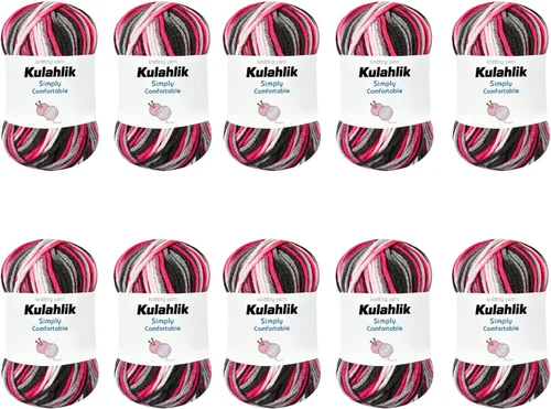 Miniatura 97 de 50g (1x50g) Hilo Acrílico para Crochet y Tejido, Hilo Degradado Colorido, 1 Rollo de Madejas, Hilo Acrílico Multicolor, Perfecto para Proyectos