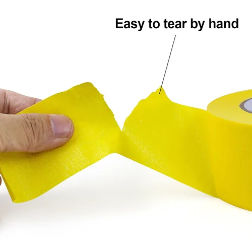 Miniatura 4 de BOMEI PACK Paquete de 4 cintas amarillas para pintores de 2 pulgadas de ancho, cinta adhesiva amarilla mediana de 2 pulgadas x 55 yardas