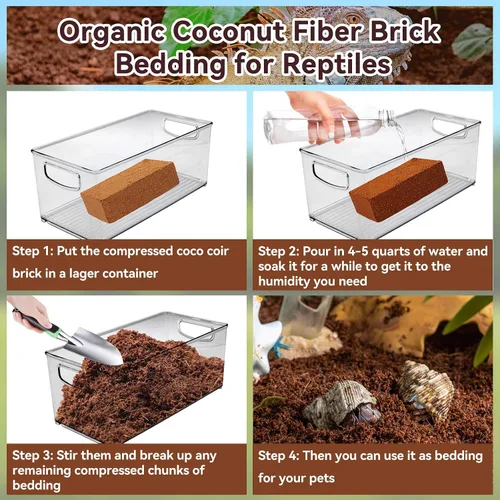 Miniatura 3 de Legigo 2 Pack Sustrato de fibra de coco comprimida - 100% fibra de coco orgánica en bloque para cama de reptiles, sustrato natural de cáscara