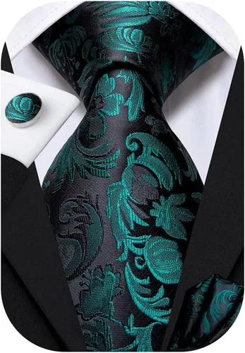 Miniatura 157 de Dubulle Corbata tejida de cachemira para hombre y gemelos de pañuelo para hombre, conjunto de gemelos para boda formal y negocios