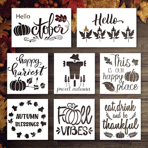 Miniatura 3 de 8 plantillas de pintura de otoño y otoño, plantillas de dibujo de Acción de Gracias, plantillas de plástico para manualidades, decoración del hogar