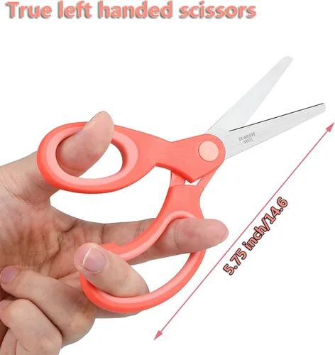 Miniatura 5 de ELECKEY Tijeras para zurdos para niños de 5.75 pulgadas, tijeras puntiagudas para estudiantes escolares y zurdos, romas, paquete de 2 (azul)