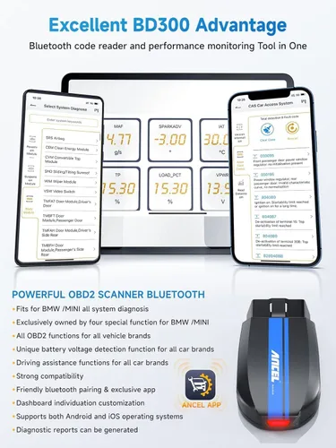 Miniatura 7 de ANCEL Escáner Bluetooth OBD2 BD300, lector de código de sistema completo y herramienta de diagnóstico para BMW con servicio de registro de batería
