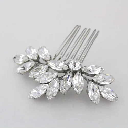 Miniatura 4 de JAKAWIN Bride Crystal Wedding Hair Piece Rhinestone Peine de pelo nupcial Accesorios para el cabello para las mujeres HC047 (plata)