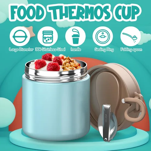 Miniatura 7 de Termo para comida caliente para niños – 15.2 onzas, tarro de comida aislado a prueba de fugas, termo de sopa, recipientes de almuerzo aislados