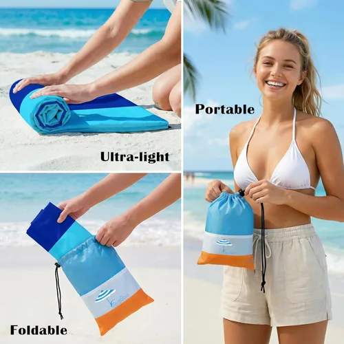 Miniatura 27 de Famstar Beach Blanket Oversized Extra Large 78"X81"/10'X9',Waterproof Sandproof Beach Blanket 2-8 Adults Lightweight Durable for Travel Camping