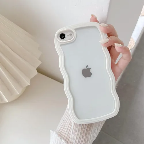 Miniatura 60 de QLTYPRI Funda compatible con iPhone 7/8/SE, bonita funda transparente con marco ondulado rizado para niñas y mujeres, funda protectora de TPU