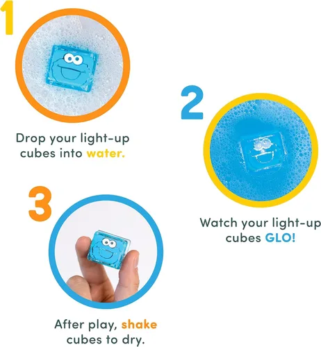 Miniatura 5 de Glo Pals x Barrio Sésamo Cubos que se iluminan activados por agua para juego sensorial (Monstruo de las Galletas - Cubos con personaje)