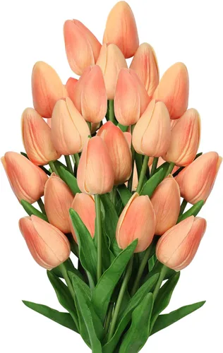 Miniatura 13 de 20 tulipanes artificiales mixcolor de tacto real, flores falsas para el día de la madre, 13.5 pulgadas, tulipanes sintéticos, flores artificiales a