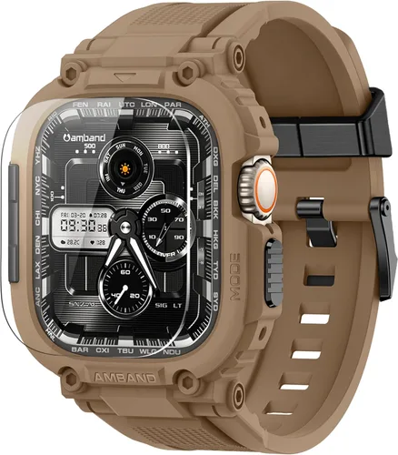 Miniatura 33 de amBand Bands - Funda protectora de pantalla compatible con Apple Watch Ultra 3/2/1 de 1.732 pulgadas, correa resistente M1 Sport Series y película