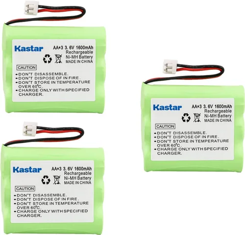 Kastar Paquete de 3 baterías recargables AAX3 de 3.6 V 1600 mAh EH Ni-MH para Motorola, radio Shack, teléfono inalámbrico serie Sanyo (comprueba el