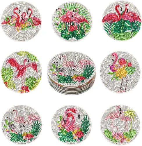 Miniatura 17 de Cheriswelry 8 posavasos de girasol para bricolaje, diseño de flores, diamantes con soporte 5D, kit de alfombrilla de pintura de diamantes