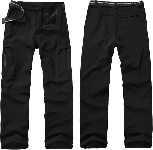 Miniatura 7 de Toomett Pantalones de nieve para senderismo para hombre, esquí, invierno, con forro polar, repelente al agua, campamento, caminar, pesca