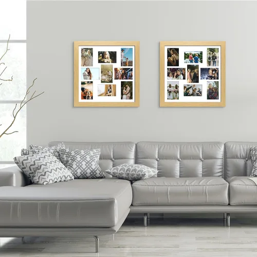 Miniatura 116 de Marcos de Fotos Collage de 13.5X15.5 con 7 Aberturas para Fotos de 4X6, Marco de Fotos Múltiples con Paspartú para Decoración de Pared, Grano