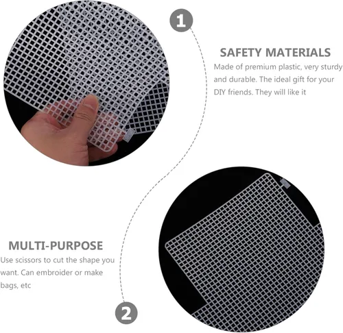 Miniatura 7 de EXCEART Juego de 12 hojas de lona de plástico para hacer bolsos, 15.7 x 14.4 in de malla resistente de plástico para manualidades, proyectos
