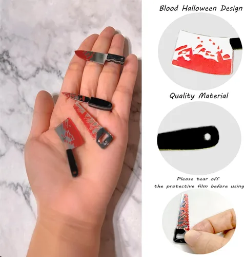 Miniatura 2 de 20 dijes de cuchillos falsos de Halloween, mini cuchillo acrílico de terror, cuentas colgantes para hacer joyas, aretes, pulseras, collares