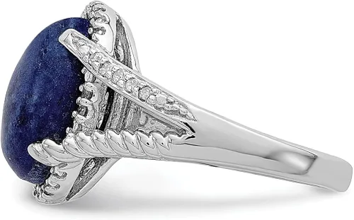 Miniatura 4 de 925 Sterling Silver Lapis Diamond Band Ring Gemstone Fine Jewelry For Women Gifts For Her