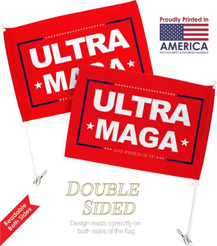 Miniatura 3 de Bandera roja Ultra MAGA para automóvil, decoración de automóvil, decoración de ventana, soporte de montaje con clip en tapiz pequeño Pro Trump 2024