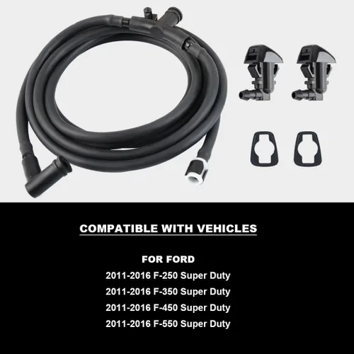 Miniatura 5 de Kit de boquillas de limpiaparabrisas compatible con manguera de chorro y líquido para lavadora F550 F450 F350 F250 con conector que reemplaza al OEM
