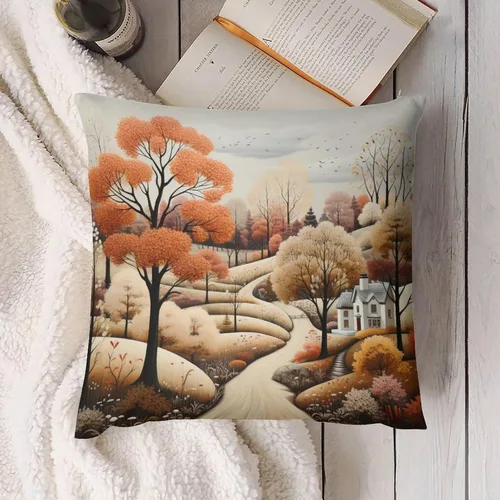 Miniatura 4 de Funda de almohada de paisaje, campo, otoño, otoño, tamaño estándar, otoño, día de Acción de Gracias, cuadrada, suave, doble cara, impresión, funda