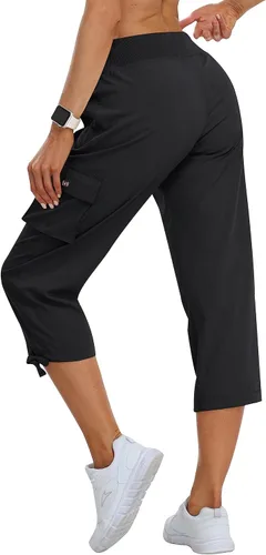 Miniatura 3 de MoFiz Pantalones cargo capri de senderismo para mujer, ligeros, de secado rápido, atléticos, viajes, casuales, holgados, cómodos, bonitos bolsillos