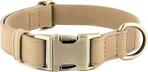 Miniatura 18 de Collar de cuero genuino para perro Plutus Pet – Collar ajustable para mascotas con hebilla de metal de liberación rápida, cuero suave y auténtico