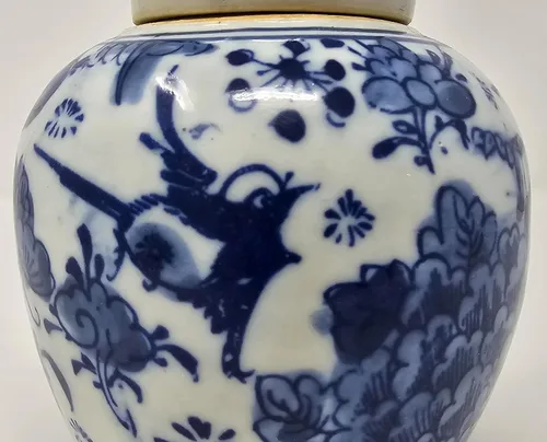 Miniatura 4 de Jarrón de cerámica cubierto de cerámica de porcelana azul y blanca de estilo antiguo, estilo Ming de China, chino Jingdezhen (S3) (flor azul)