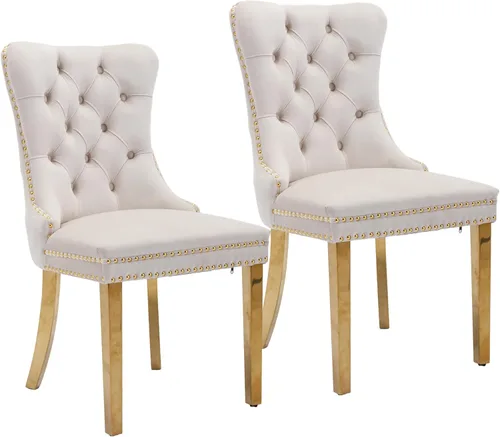 Miniatura 10 de Silla de comedor copetuda moderna de terciopelo para comedor, sillas de comedor tapizadas con remache de clavo, anillo trasero para cocina, comedor