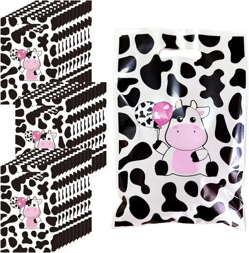 Miniatura 2 de Rainmae 50 bolsas con estampado de vaca, lindas bolsas de regalo de vaca, bolsas de dulces, bolsas de regalo para fiestas temáticas de animales