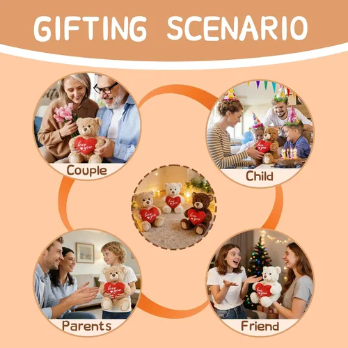 Miniatura 7 de Oso de peluche para el día de San Valentín – Oso marrón de 8.6 pulgadas, animal de peluche suave, regalo ideal para su novia, mamá, niñas, bonito