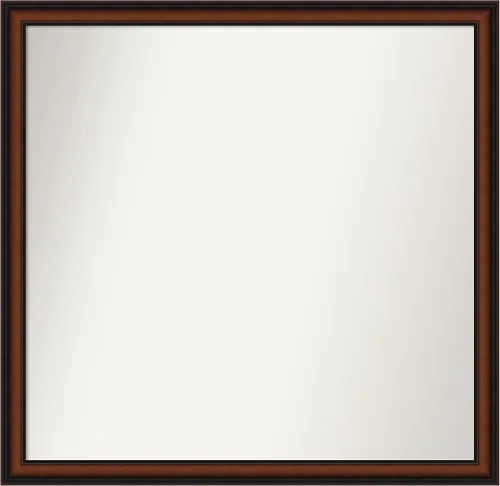 Miniatura 333 de Amanti Art Espejo de pared personalizado no biselado (24 x 27 pulgadas), marco estrecho de nogal chipre - varios tamaños personalizados - Espejo