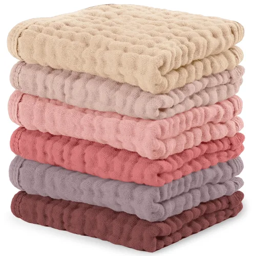 Miniatura 39 de Comfy Cubs - Juego de paños de muselina para eructos de 20 x 10 pulgadas, paquete de 10, tamaño grande, 6 capas, 100% algodón, absorbentes, seguros