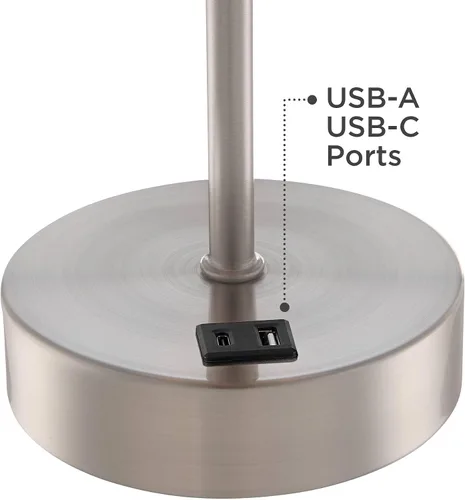 Miniatura 4 de 360 Lighting Justin - Juego de 2 lámparas de mesa modernas de 3 vías de 18 pulgadas de alto con puerto de carga USB y reguladores de mesa, metal