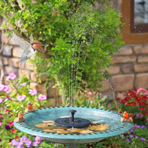 Miniatura 7 de AMZtime Fuente Solar de Agua, Fuentes Solares de Baño para Pájaros Mejoradas con 6 Boquillas, Bomba de Fuente Solar Flotante y Independiente