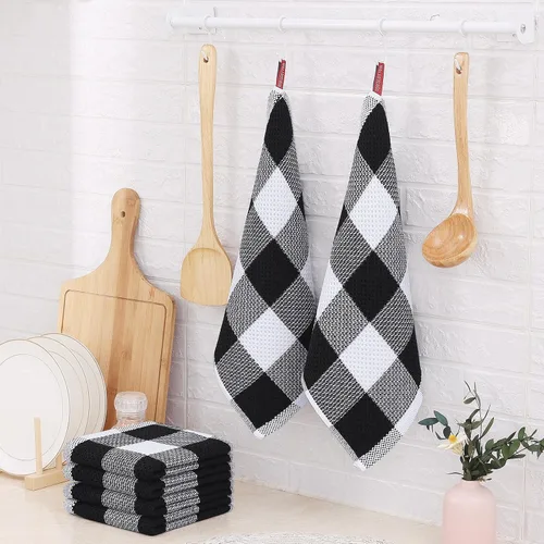 Miniatura 7 de Homaxy - Paños de cocina 100% algodón, de punto gofre, a cuadros, súper suaves y absorbentes, de secado rápido, trapos para platos, 12 x 12 Blanco
