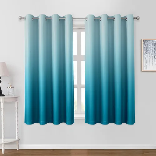 Miniatura 24 de HOMEIDEAS Cortinas Blackout Negras Ombré de 52 x 63 Pulgadas de Largo Degradado Oscurecimiento de Habitación Aislamiento Térmico Ahorro de Energía