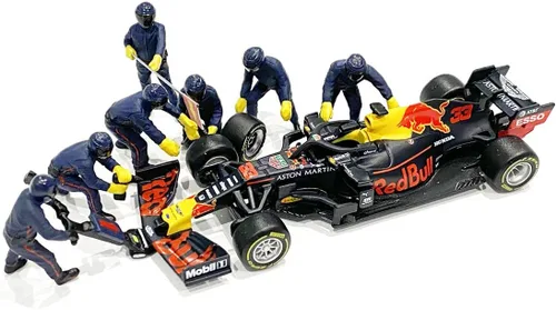 Miniatura 3 de American Diorama Formula One F1 Pit Crew 7 - Juego de figuras color azul para modelos a escala 1/18