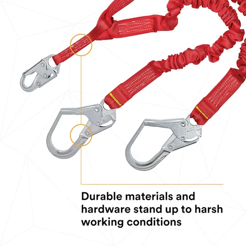 Miniatura 7 de 3M Protecta PRO 1340161 - Cordón de absorción de impactos 100% elástico, gancho a presión en el centro, ganchos de acero para barras de refuerzo