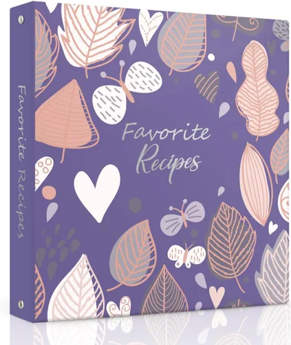 Miniatura 7 de Carpeta de recetas de 8.5 x 11 pulgadas, 3 anillos, libro de recetas para escribir en tus propias recetas, carpeta de recetas de página completa