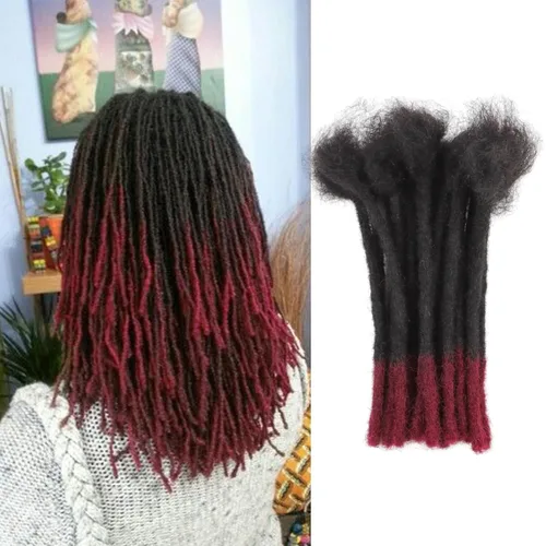 Miniatura 29 de Viovian Extensiones de rastas de 0.23 pulgadas de cabello humano de 6 pulgadas, 20 hebras ombré, extensiones de cabello humano para hombres, 1b/27