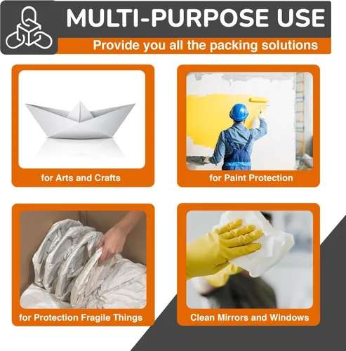 Miniatura 5 de Party Solids Papel de seda blanco para bolsas de regalo, papel de seda a granel de 15 x 20 pulgadas, 480 hojas, papel de periódico de 10 libras