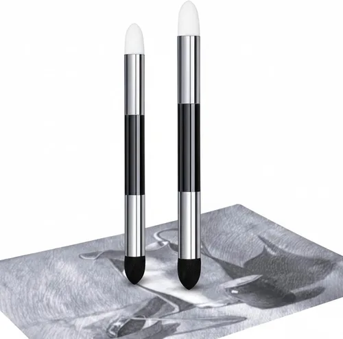 Miniatura 11 de Kosiz - Brocha de esponja de mezcla de doble cabeza para frotar y pulir, lavable, esponja de frotación para boceto, borrador reutilizable, Blanco