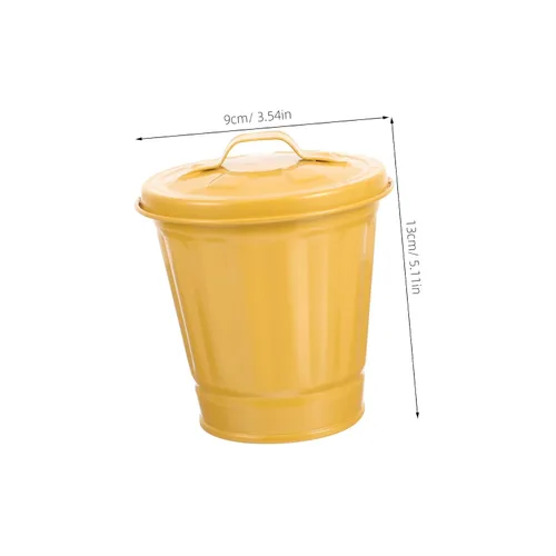 Miniatura 4 de Mini cubo de basura con tapa de hierro galvanizado, papelera de escritorio resistente para cocina y oficina