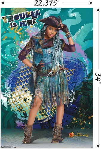 Miniatura 3 de Trends International Disney Descendants 2 - Póster de pared de Uma, 22.375 x 34 pulgadas, paquete de póster y clip