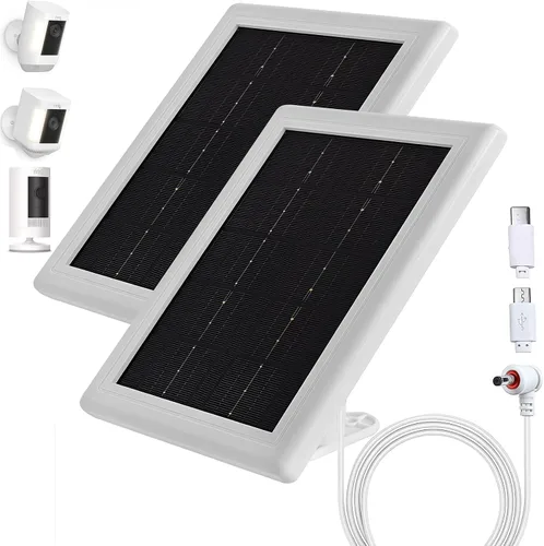 Miniatura 10 de Cargador de panel solar para cámara Ring, cargador solar 5V 3.5W compatible con batería de cámara Ring Stick Up Cam para vigilancia inalámbrica