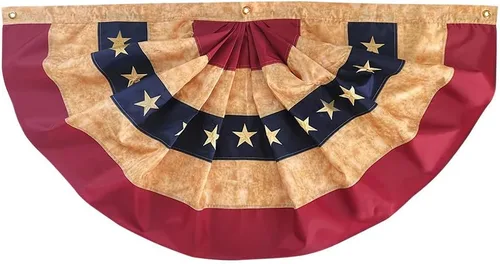 Banderines bordados patrióticos manchados con té de Estados Unidos, 48 x 24 pulgadas, pancarta plisada con ojales de latón Té manchado patriótico